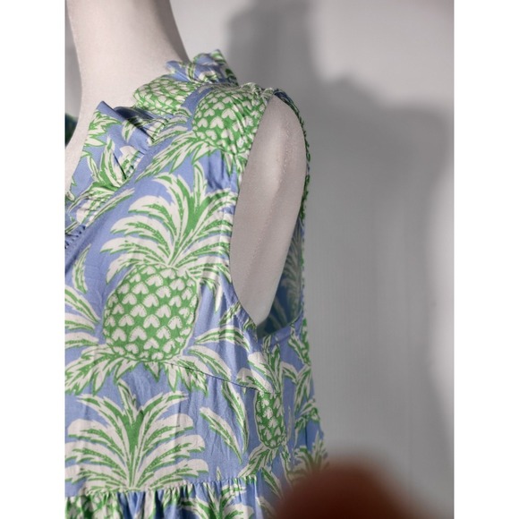 Crown & Ivy Summer Sleeveless Dress Pineapple Print Ruffle Neck Casual Size S - Picture 4 of 8